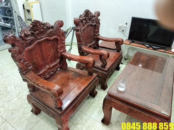 Thanh lý bộ salon gỗ hương 6 món 2 Thanh lý bộ Salon gỗ hương 6 món giá rẻ