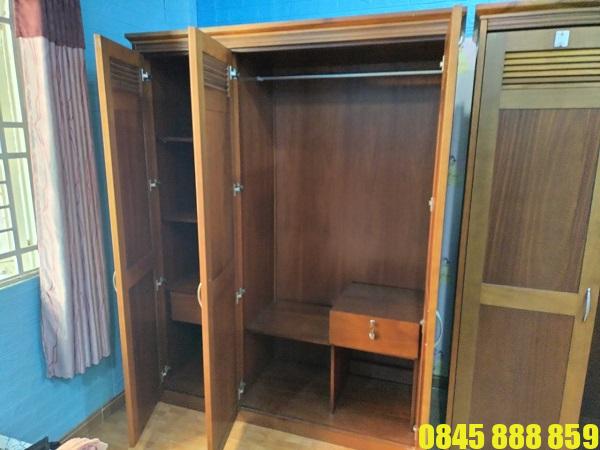 Thanh lý tủ quấn áo cũ 3 cánh 2 Tủ quần áo cũ 3 cánh gỗ xoan đào giá rẻ