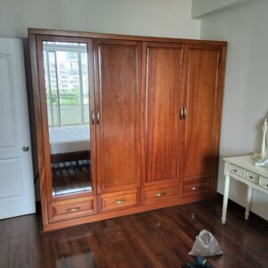 Thanh lý tủ quần áo gỗ xoan đào 4 cánh giá rẻ