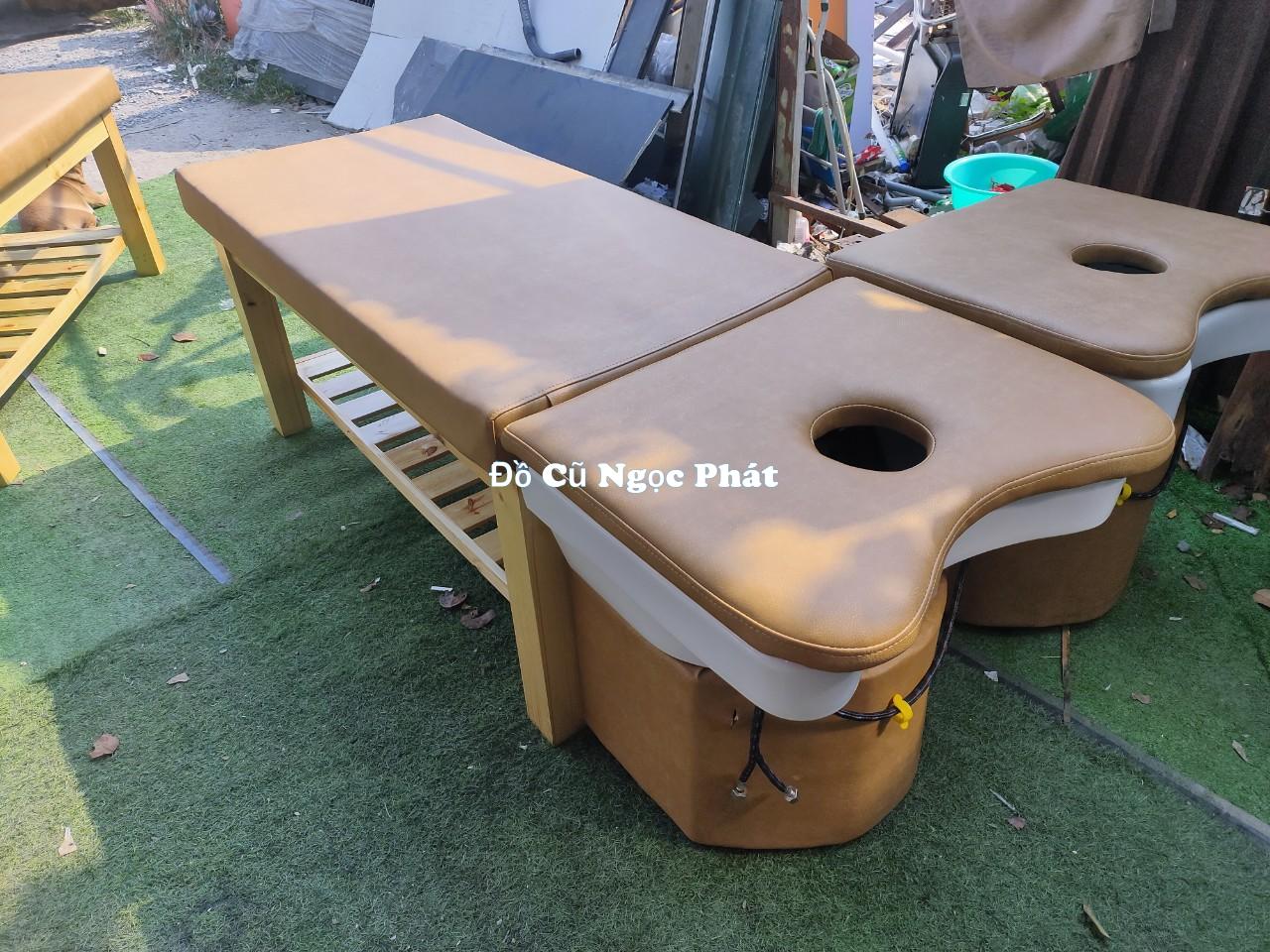 Thanh lý giường gội đầu bồn sứ giá rẻ 2 Giường Gội Đầu Bồn Sứ 2 trong 1 Chân Gỗ - Thanh Lý Giá Rẻ TPHCM